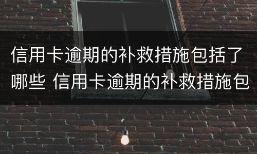 信用卡逾期的补救措施包括了哪些 信用卡逾期的补救措施包括了哪些内容