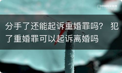 分手了还能起诉重婚罪吗？ 犯了重婚罪可以起诉离婚吗
