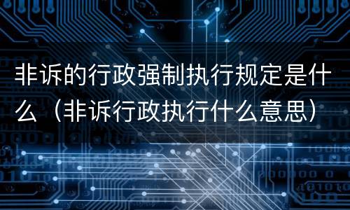 非诉的行政强制执行规定是什么（非诉行政执行什么意思）