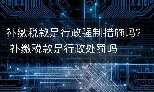 补缴税款是行政强制措施吗？ 补缴税款是行政处罚吗