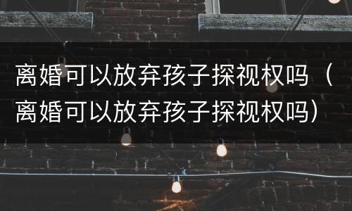离婚可以放弃孩子探视权吗（离婚可以放弃孩子探视权吗）
