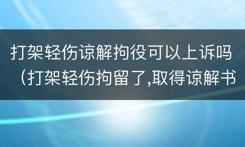 打架轻伤谅解拘役可以上诉吗（打架轻伤拘留了,取得谅解书还会判刑吗）