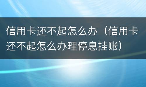 信用卡还不起怎么办（信用卡还不起怎么办理停息挂账）