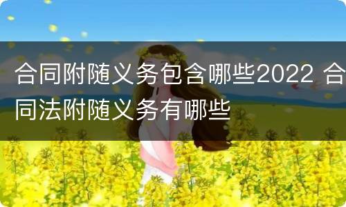 合同附随义务包含哪些2022 合同法附随义务有哪些