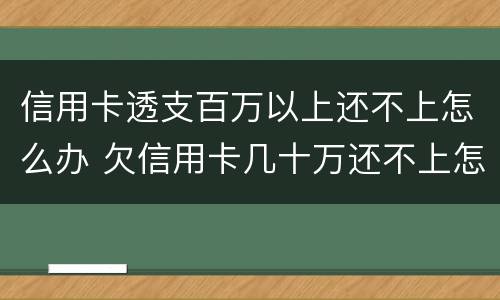 信用卡透支百万以上还不上怎么办 欠信用卡几十万还不上怎么办