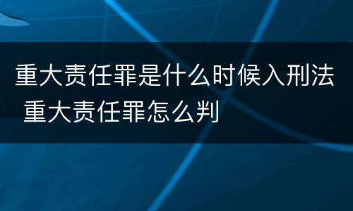 重大责任罪是什么时候入刑法 重大责任罪怎么判