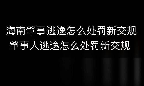 海南肇事逃逸怎么处罚新交规 肇事人逃逸怎么处罚新交规