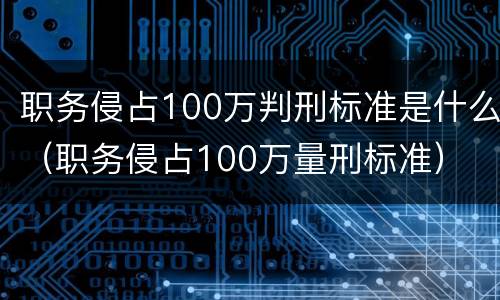 职务侵占100万判刑标准是什么（职务侵占100万量刑标准）