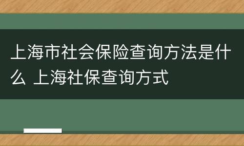 上海市社会保险查询方法是什么 上海社保查询方式