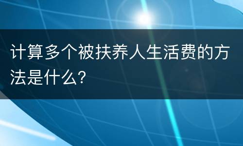 计算多个被扶养人生活费的方法是什么？