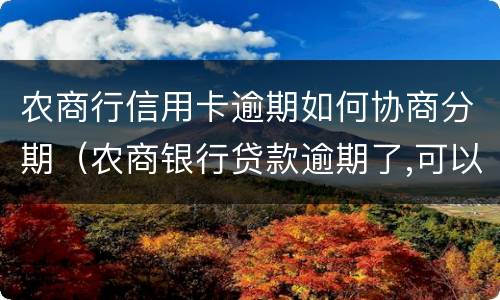 农商行信用卡逾期如何协商分期（农商银行贷款逾期了,可以申请分期还款吗?）