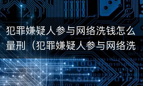 犯罪嫌疑人参与网络洗钱怎么量刑（犯罪嫌疑人参与网络洗钱怎么量刑标准）