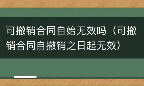 可撤销合同自始无效吗（可撤销合同自撤销之日起无效）