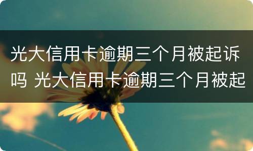 光大信用卡逾期三个月被起诉吗 光大信用卡逾期三个月被起诉吗
