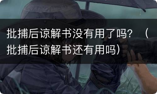 批捕后谅解书没有用了吗？（批捕后谅解书还有用吗）