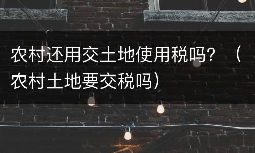 农村还用交土地使用税吗？（农村土地要交税吗）
