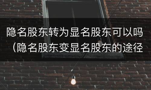 隐名股东转为显名股东可以吗（隐名股东变显名股东的途径）