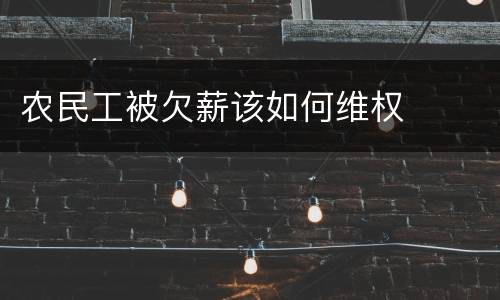 农民工被欠薪该如何维权