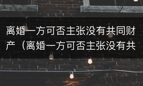 离婚一方可否主张没有共同财产（离婚一方可否主张没有共同财产权）