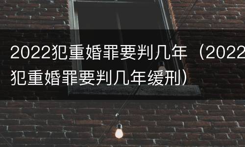 2022犯重婚罪要判几年（2022犯重婚罪要判几年缓刑）