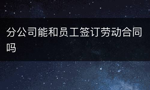 分公司能和员工签订劳动合同吗