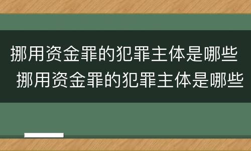 挪用资金罪的犯罪主体是哪些 挪用资金罪的犯罪主体是哪些人