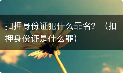 扣押身份证犯什么罪名？（扣押身份证是什么罪）