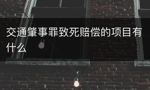 交通肇事罪致死赔偿的项目有什么