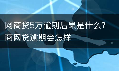网商贷5万逾期后果是什么？ 商网贷逾期会怎样