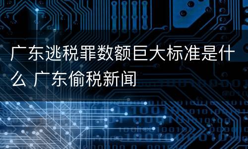 广东逃税罪数额巨大标准是什么 广东偷税新闻