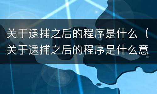关于逮捕之后的程序是什么（关于逮捕之后的程序是什么意思）