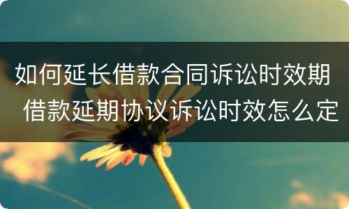 如何延长借款合同诉讼时效期 借款延期协议诉讼时效怎么定
