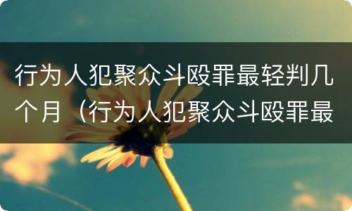 行为人犯聚众斗殴罪最轻判几个月（行为人犯聚众斗殴罪最轻判几个月以上）