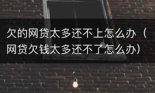 欠的网贷太多还不上怎么办（网贷欠钱太多还不了怎么办）