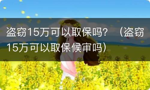 盗窃15万可以取保吗？（盗窃15万可以取保候审吗）