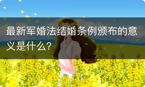 最新军婚法结婚条例颁布的意义是什么？
