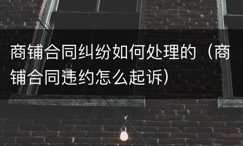 商铺合同纠纷如何处理的（商铺合同违约怎么起诉）