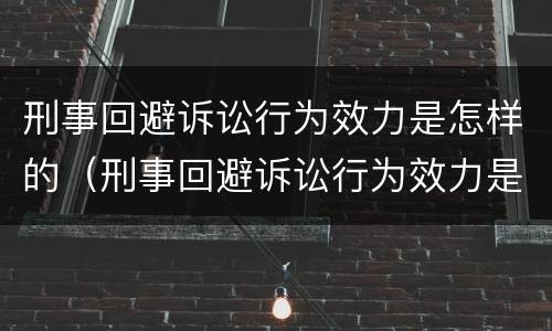刑事回避诉讼行为效力是怎样的（刑事回避诉讼行为效力是怎样的规定）
