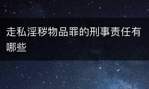 走私淫秽物品罪的刑事责任有哪些