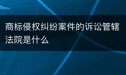 商标侵权纠纷案件的诉讼管辖法院是什么