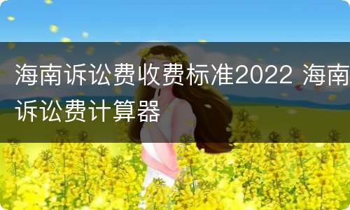 海南诉讼费收费标准2022 海南诉讼费计算器