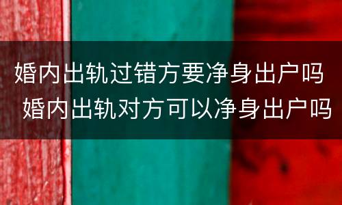婚内出轨过错方要净身出户吗 婚内出轨对方可以净身出户吗