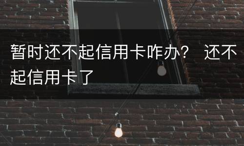 暂时还不起信用卡咋办？ 还不起信用卡了