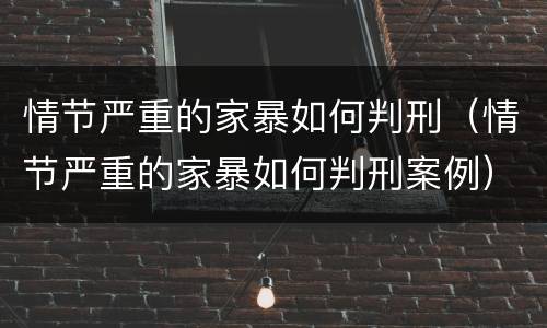 情节严重的家暴如何判刑（情节严重的家暴如何判刑案例）