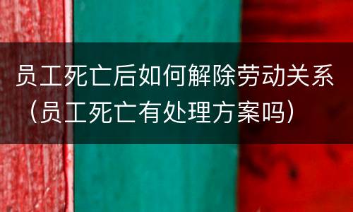 员工死亡后如何解除劳动关系（员工死亡有处理方案吗）