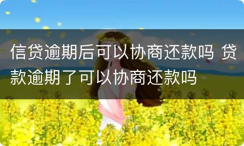 信贷逾期后可以协商还款吗 贷款逾期了可以协商还款吗