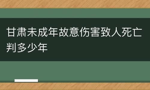 甘肃未成年故意伤害致人死亡判多少年