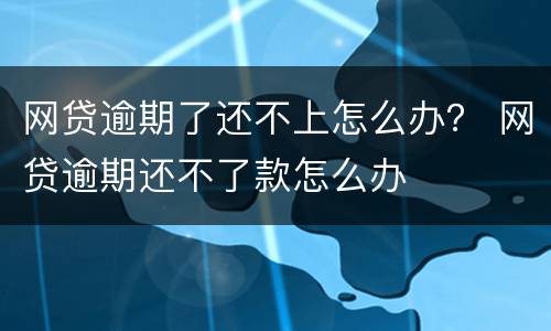 网贷逾期了还不上怎么办？ 网贷逾期还不了款怎么办