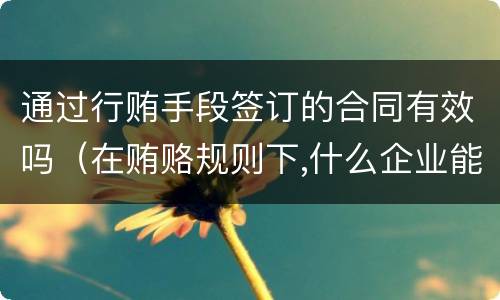 通过行贿手段签订的合同有效吗（在贿赂规则下,什么企业能拿到交易合同?）