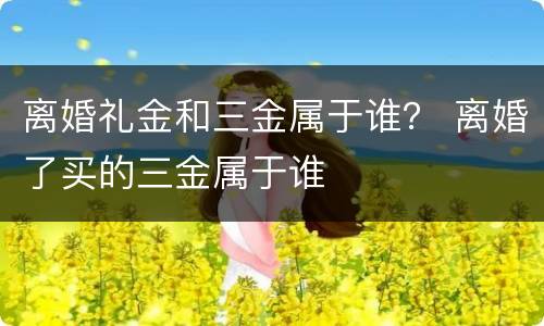离婚礼金和三金属于谁？ 离婚了买的三金属于谁